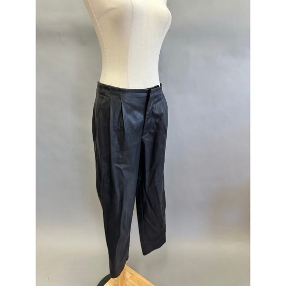 Banana Republic black faux leather pleated front ankle pants Size 4 mid rise - Picture 10 of 15